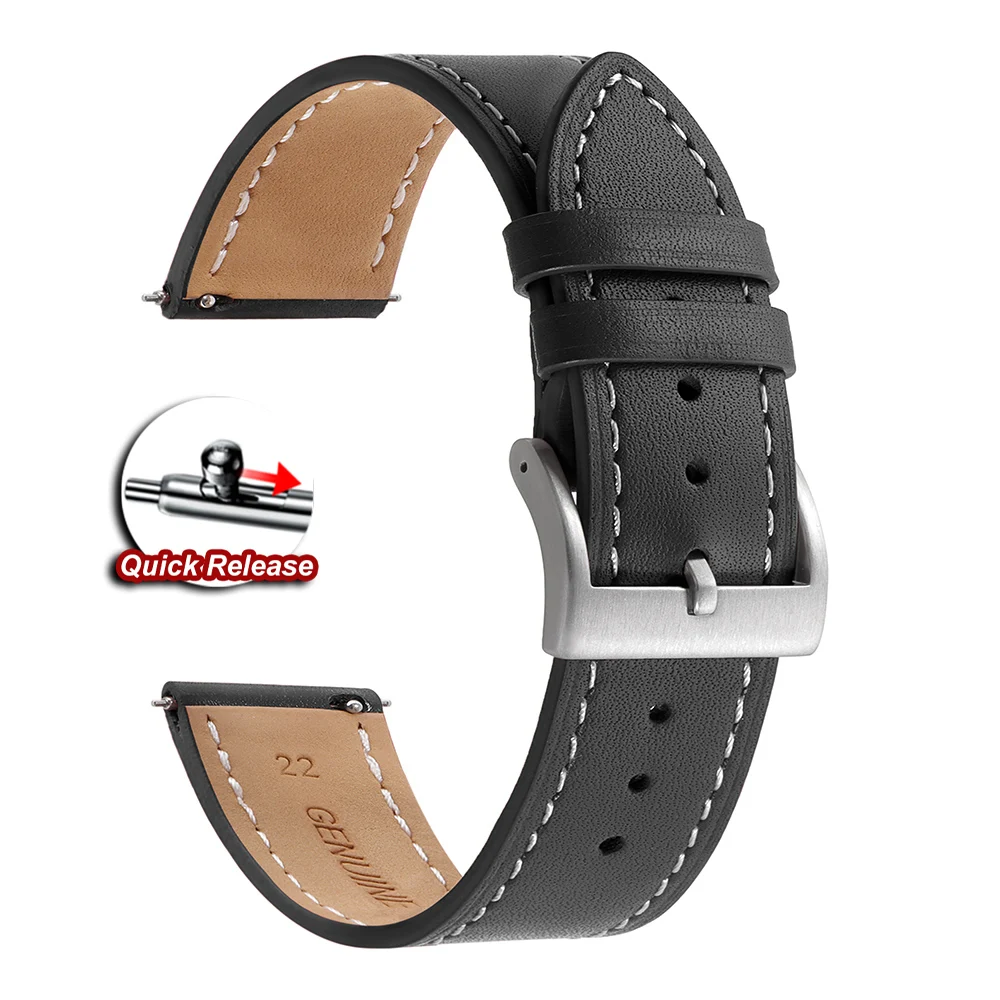 Schnellverschluss Vintage Leder-Uhrenarmband 18mm 20mm 22mm 24mm Genähtes Rindsleder-Armband für Omega Braunes Armband für Seiko