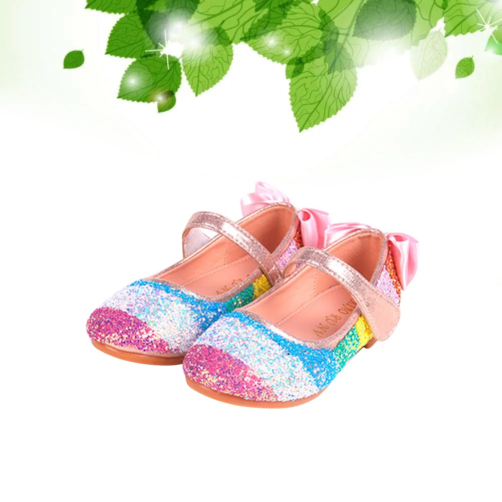

1Pair Crystal Water Shoes Kids Size 29 PU Strap Breathable Dance Footwear Non-Slip Sole Ballet Belly Dance Shoes
