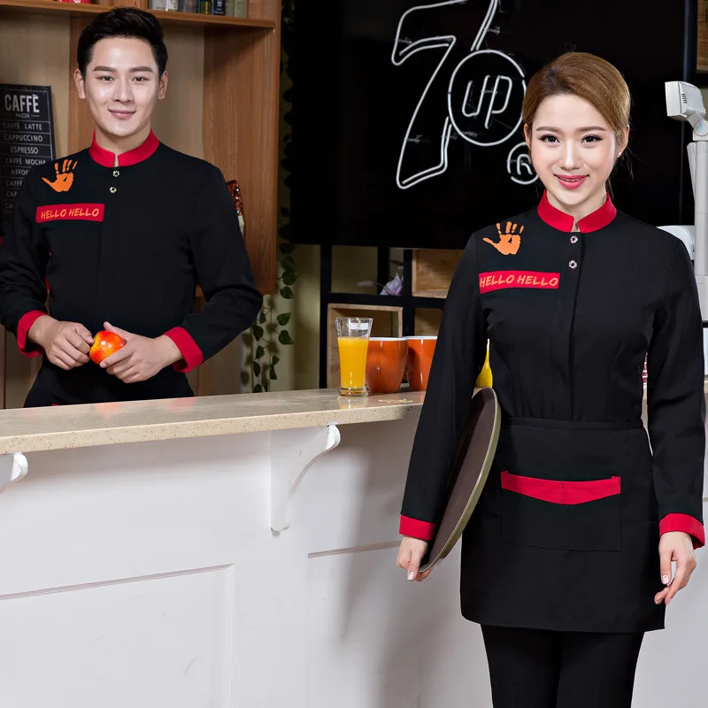 Vestuário feminino Catering Worker, Hot Pot Restaurant Fast, Roupas de trabalho, Outono e Inverno, Atacado