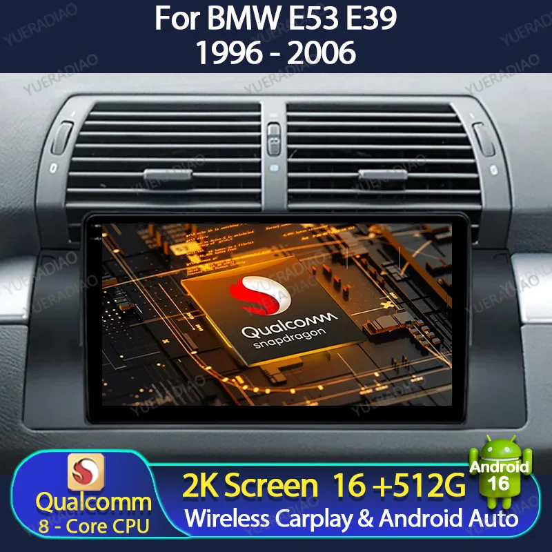 Android 16 Car Radio For BMW 5 E39 1996 - 2003 E53 X5 M5 Mirror Link GPS NAVI BT Backup Camera Carplay Automotive 2DIN Qualcomm
