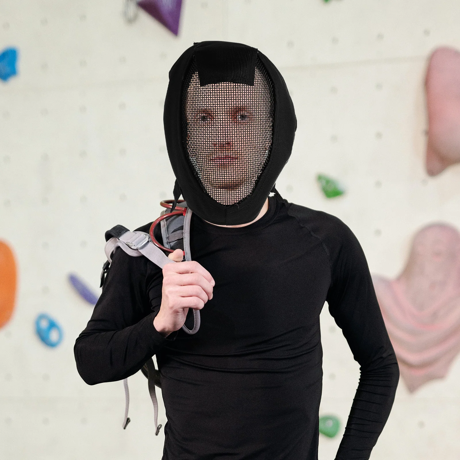 قطعة واحدة من قناع واقٍ شبكي معدني قوي مضاد للتشوه لحماية الوجه بالكامل وخفيف الوزن ومحمول للصيد في الألعاب الخارجية