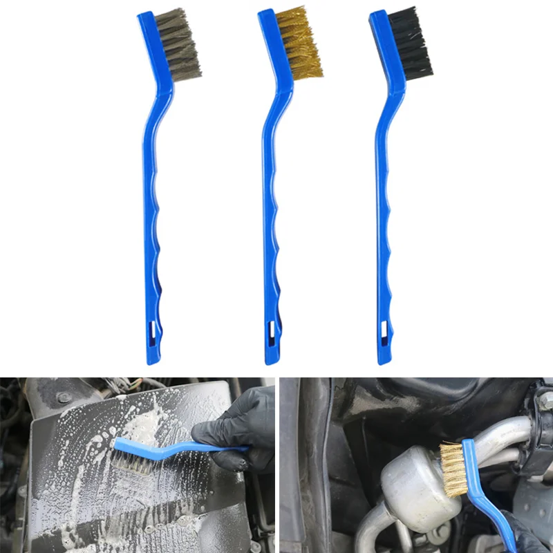 

3PCS Engine Cleaning Brush Steel Wire Copper Brush Engine Oil Dirt Nose Brush Car Cleaning Car Wash Brush