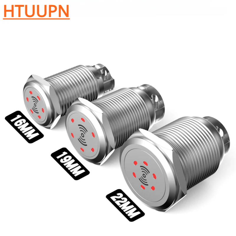 16/19/22mm Metal Buzzer 12V24V220V AC-DC Stainless Steel Flash Signal Light Red Light High Decibel 70DB Sound and Light Alarm