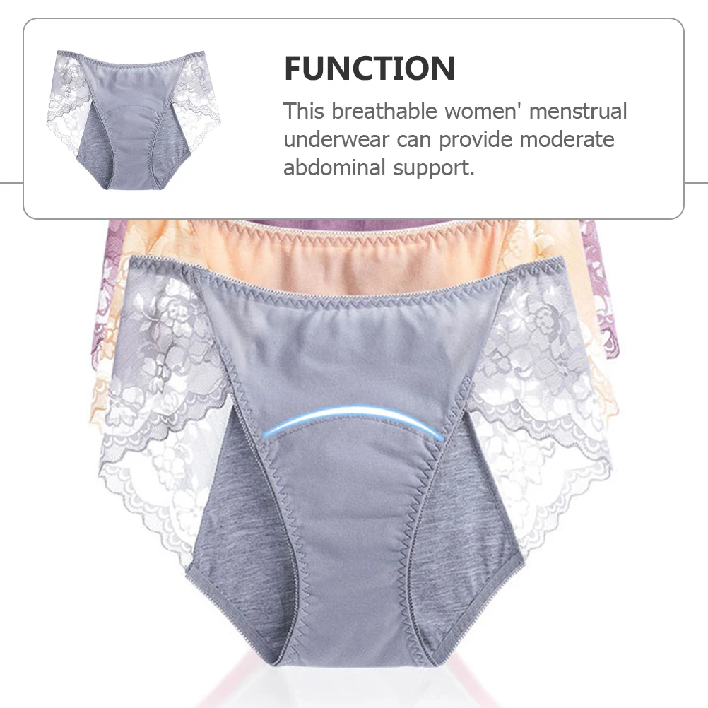 

Anti-side Leakage Physiological Pants Women Period Briefs Gray L95-115 Breathable Cotton Crotch Menstruation Panties Reusable