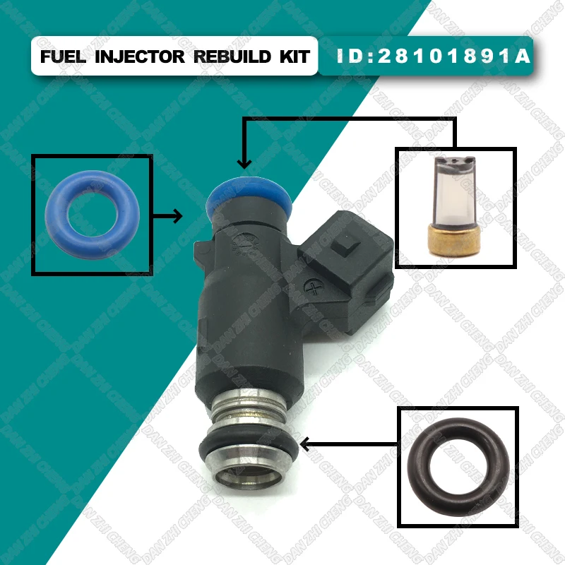 4 set Fuel Injector Service Repair Kit Filters Orings Seals Grommets for Geely MK 1 2 MK1 MK2 MK-Cross 28101891A