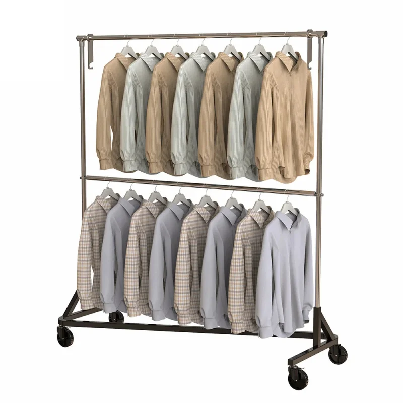 custom.Customized Fashion Clothing Display Stand Steel Garment Rack With Wheels-shirt Clothing Fixtures Stand