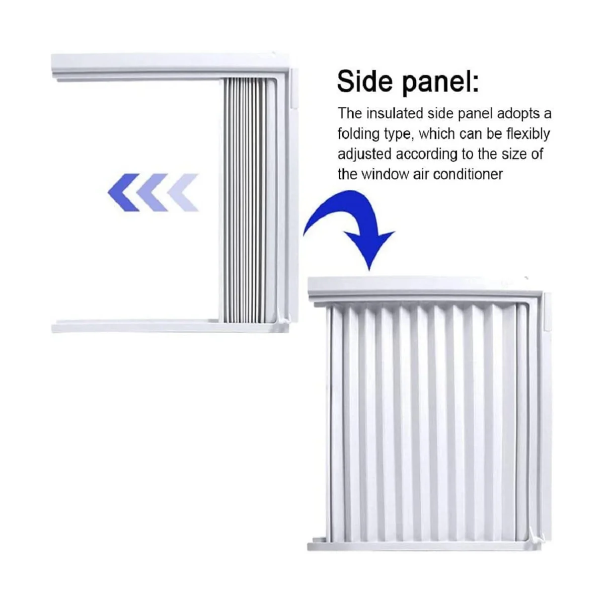 ألواح جانبية لمكيف الهواء للنافذة مع إطار، طقم ستارة حشو أكورديون للغرفة قابل للتعديل مع الإطار