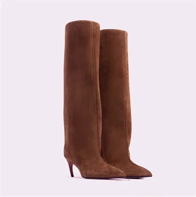 Women's new slim fit high heels knee high boots, fashionable pointed boots for women, autumn and winter mid length women's boots image 6