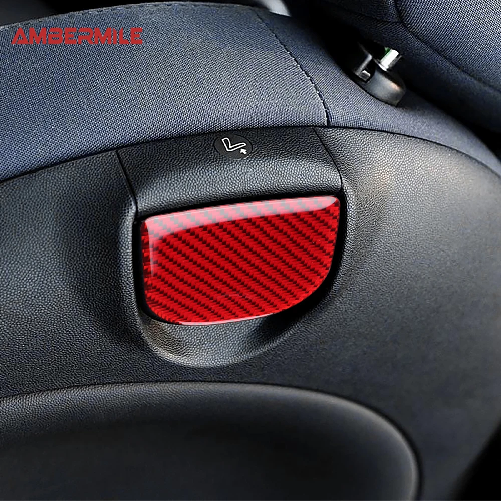 For Mini Cooper R55 R56 R57 LHD RHD Rear Seat Back Release Handle Real 3D Carbon Fiber Sticker Cover Car Interior Upgrade Kit