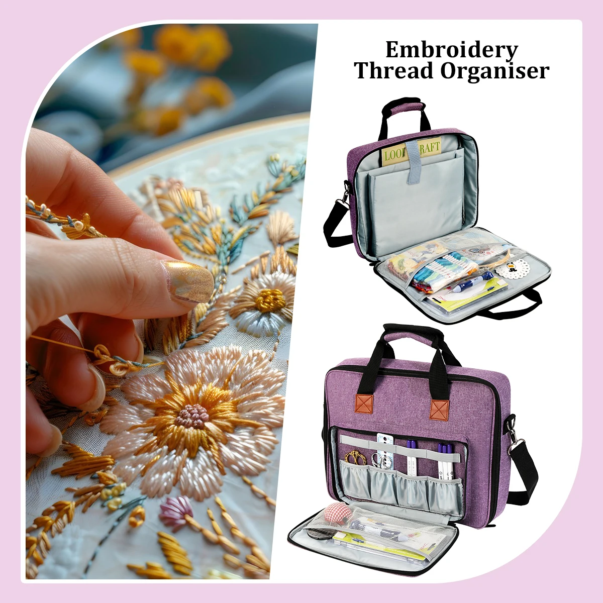 

Ethnic Style Portable Storage Bag Household Organizer for Crochet Accessories Knitting Tools