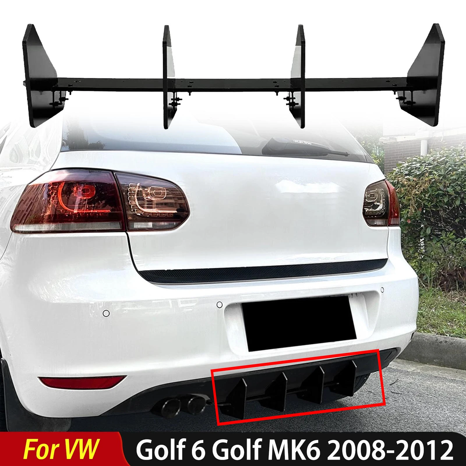 

For VW Golf 6 Golf MK6 2008-2012 Standard Edition Body Kits Tuning Car Rear Bumper Diffuser Lip Rear Side Splitters Spoiler Lip