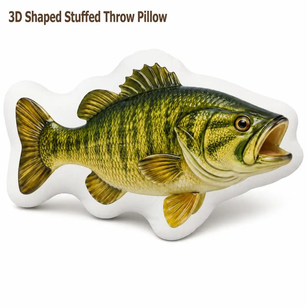 Fishing Sockeye Salmon Trout Bass Plush Pillow Cushion Funny Stuffed Throw Pillow Home Decor Fisherman Fishing Restaurant Sofa