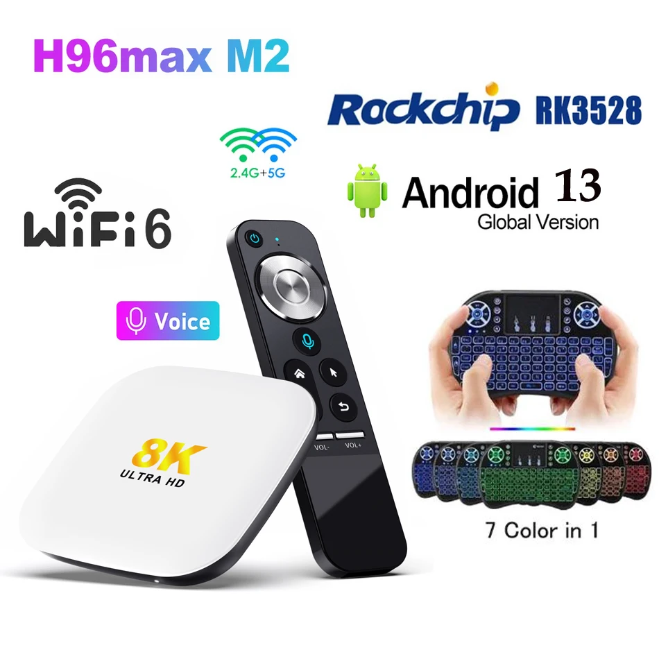 H96 MAX M2 1000M ethernet BT5.0 8K Ultra HD RK3528 Media Player Support Android 13.0 USB 3.0 vs x96q iatv q3 t95z plus