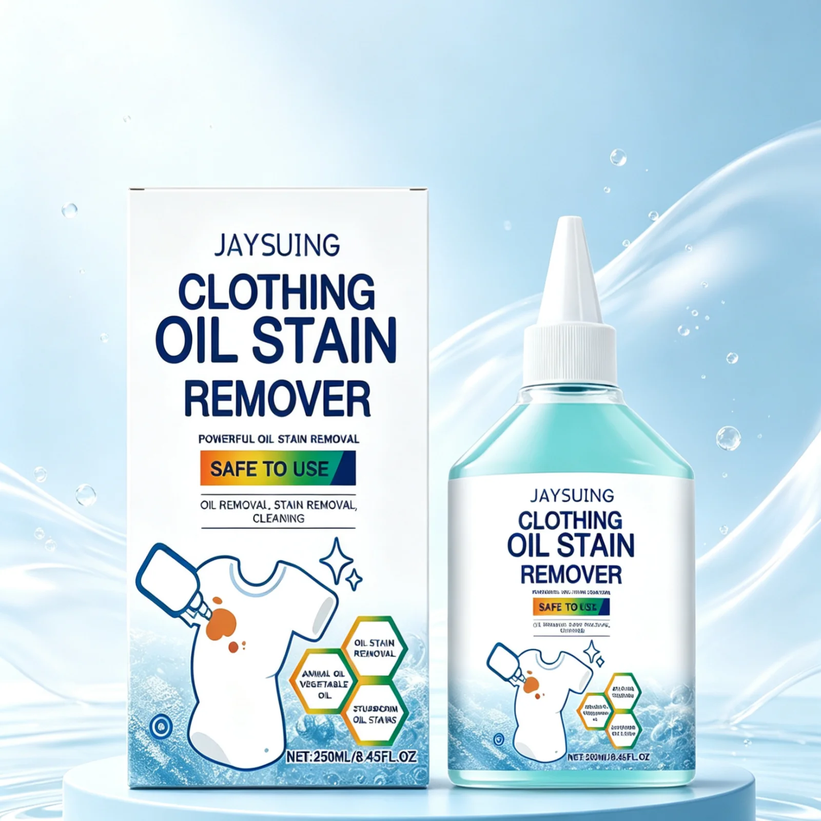 Jaysuing Clothing Oil Stain Remover Quick Decontamination Powerful Degreasing Remove Stubborn Stains Gentle Clothes Spot Remover