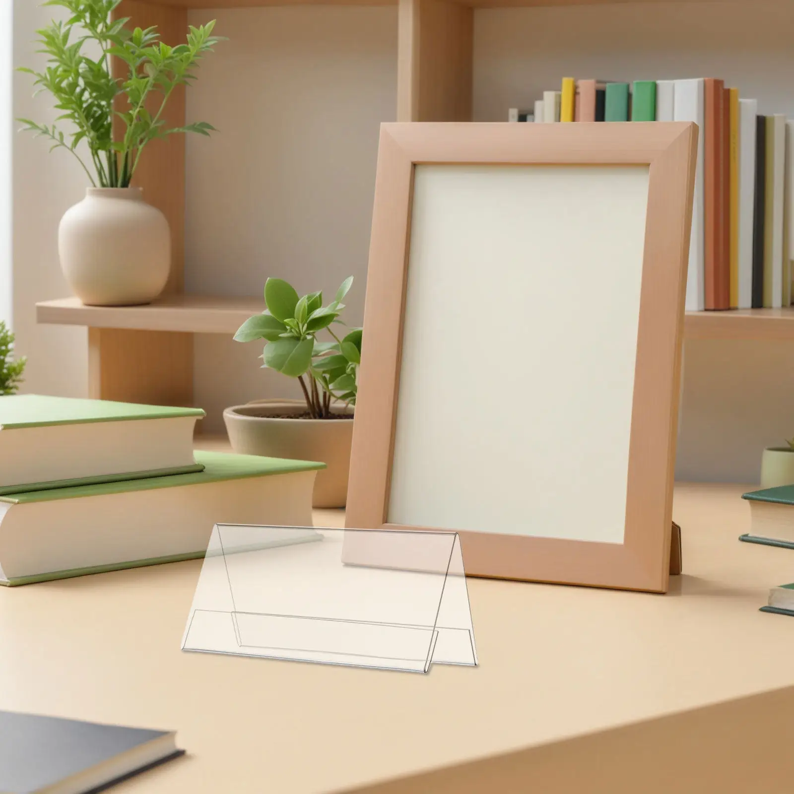 

12Pcs Clear Name Plate Holder Double Sided Desk Name Plaque Holder V Shape Slant Back Office Meeting Conference Room Table