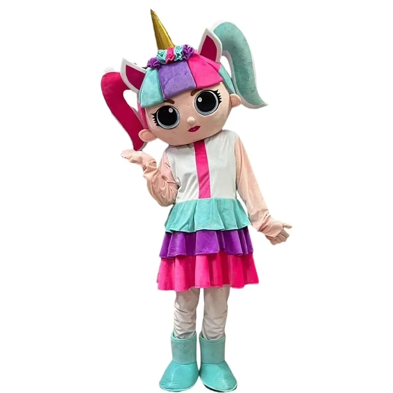 

New Cute Unicorn Doll Girl Mascot Costume Adult Cartoon Character Outfit Holiday Celebration Clothing