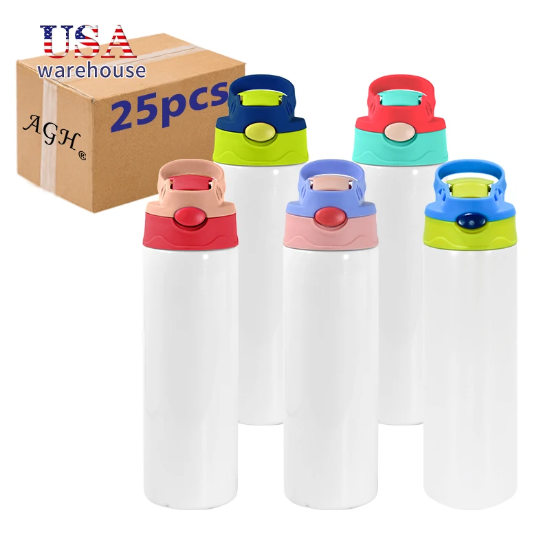 

25pcs 20oz Stainless Steel Sublimation Blank Kids Adult Water Bottle With Flip Top Lids He