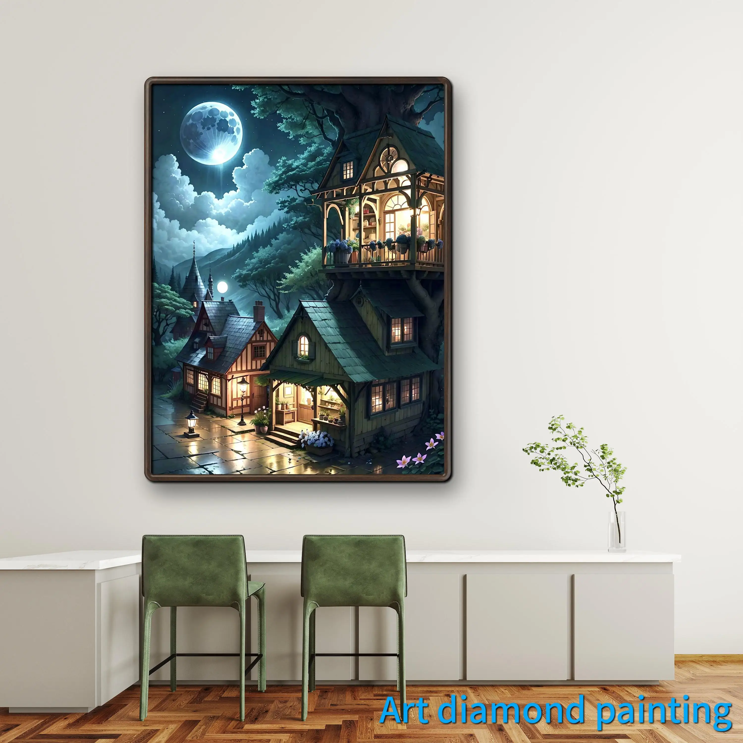 Castillo sueño 5D DIY AB taladros pintura de diamante bordado punto de cruz cuento de hadas paisaje arte mosaico de diamantes de imitación regalos para niños