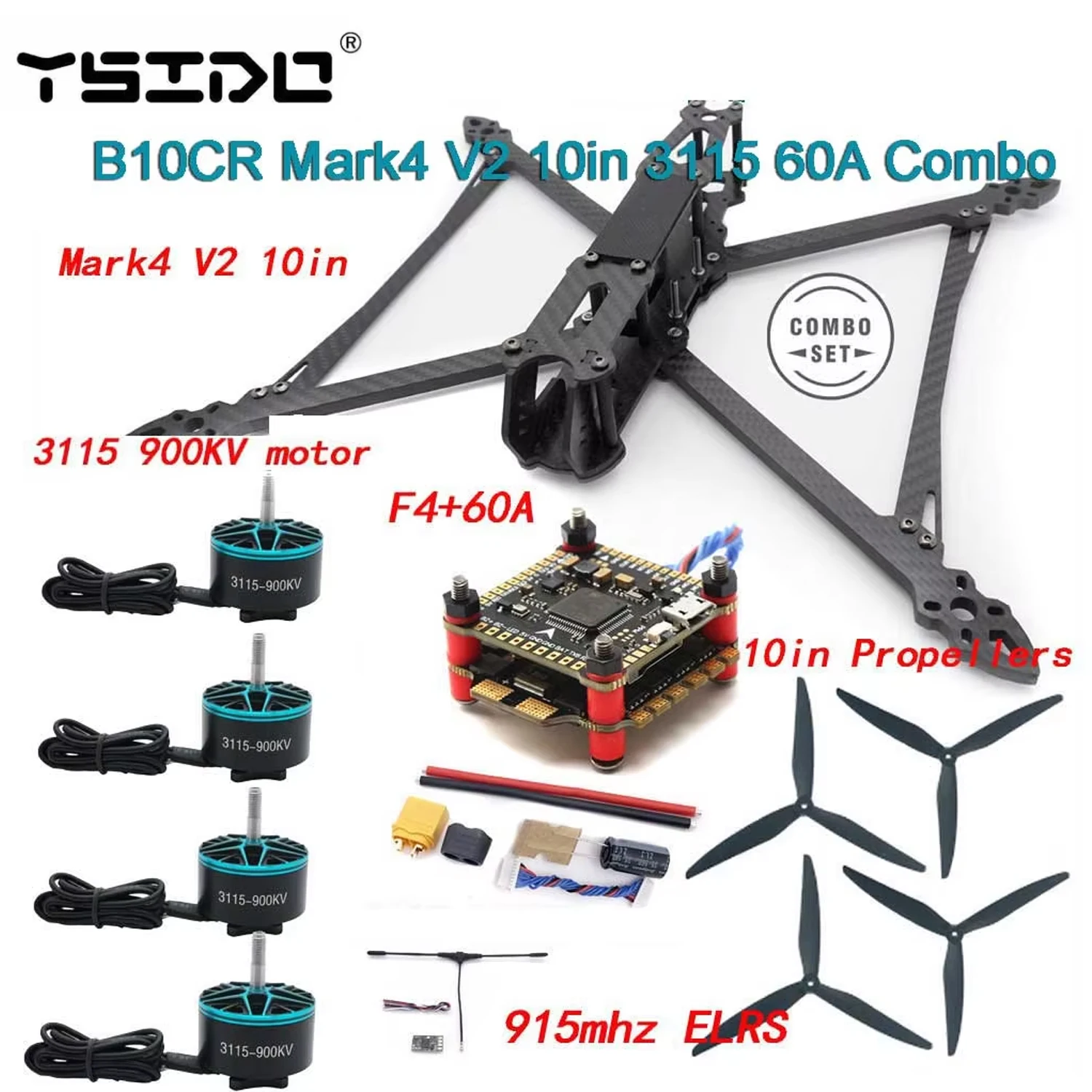 B10C Mark4 V2 10inch Propeller 60A 4-in-1 ESC 3115 900KV Motor for RC FPV Racing Freestyle Drone Frame Kit F4 Flight Control