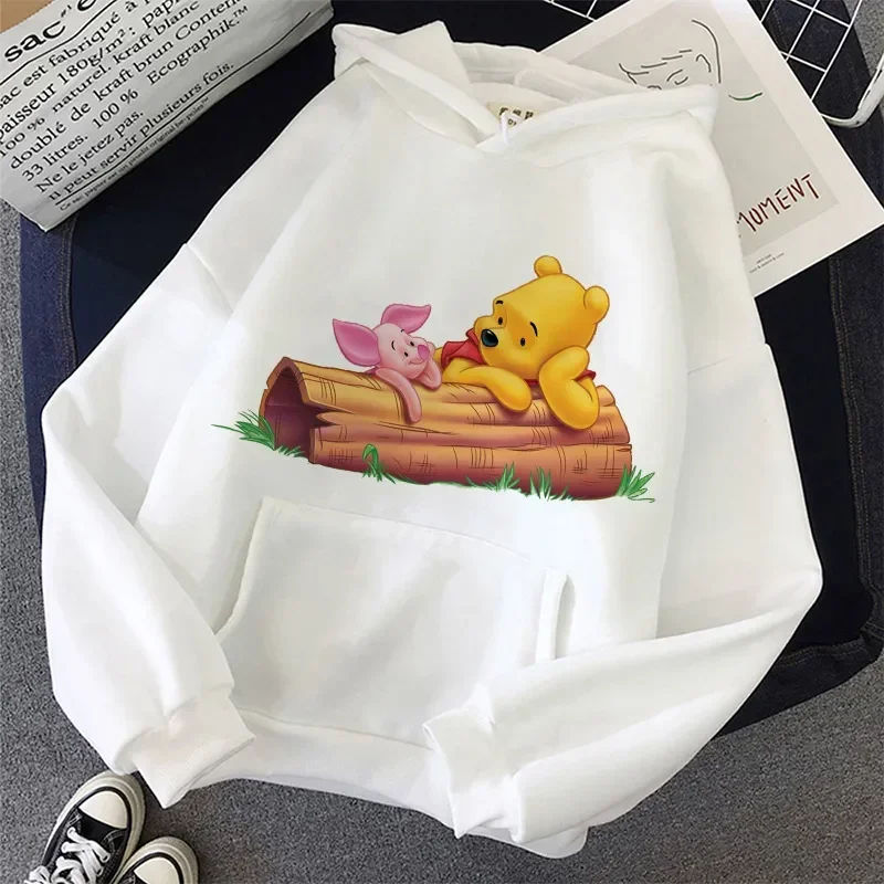 Felpa con cappuccio Disney Winnie The Pooh Anime manica lunga Harajuku top Y2k felpe da donna felpe con cappuccio Streetwear oversize autunno femminile