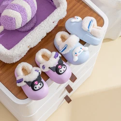 Sanrio kuromi mymoledy  Winter Children's Cotton Slippers Girl's Parent-child Snow Non Slip Warm EVA softSlippers