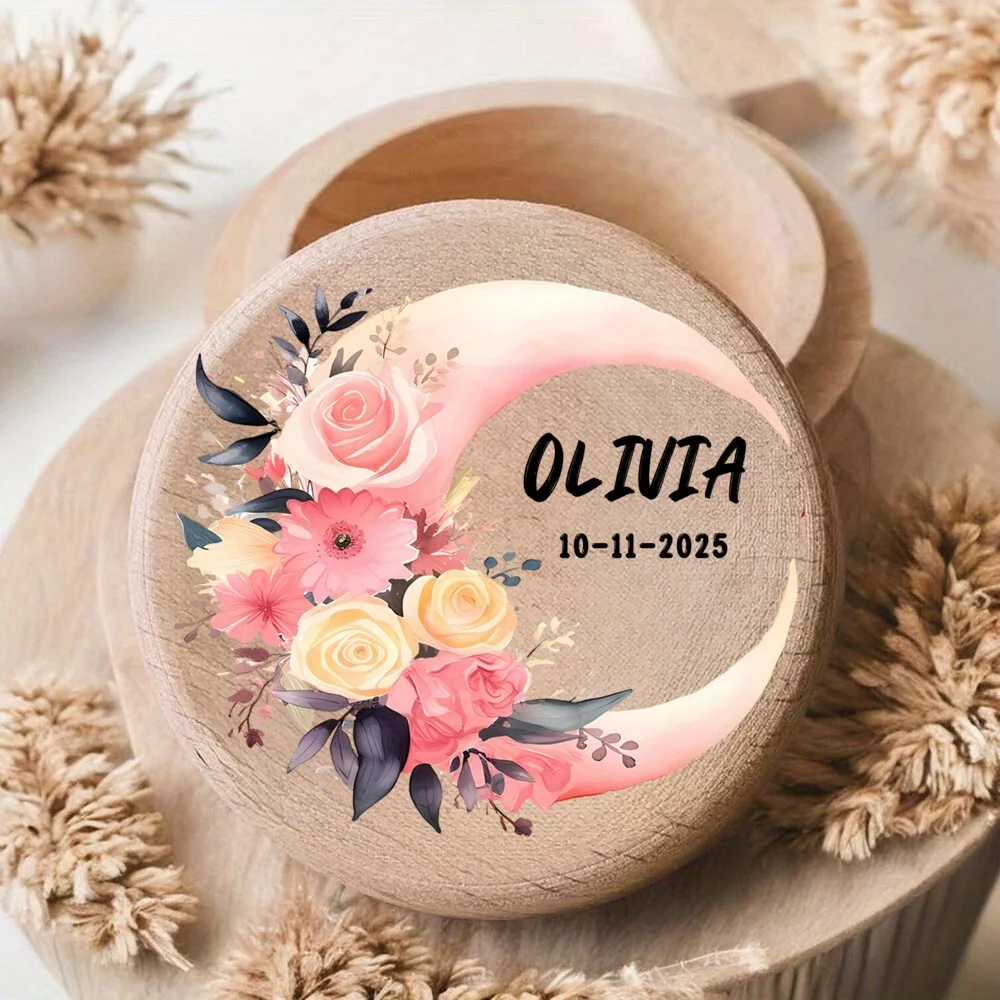 Custom Name Animal Pattern Tooth Keepsake Box with Moon Bear Unicorn Beautiful Baptism Birthday Present Tooth Fairy Collection