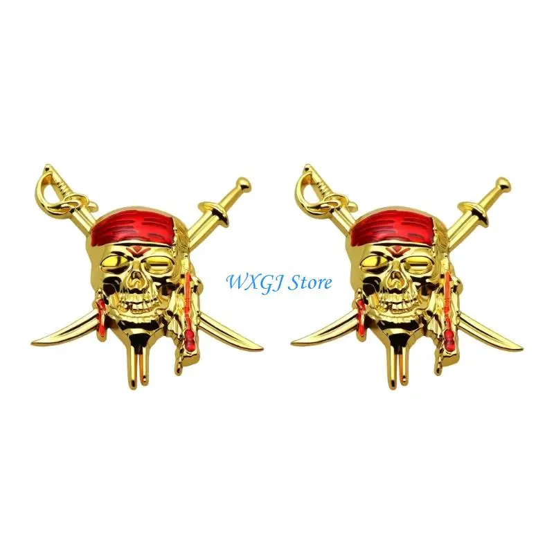

37JE 1 Pair 3D Skull Metal Car Sticker Weatherproof Auto for Car Truck Universal Adhesive Sticker Easy Installation