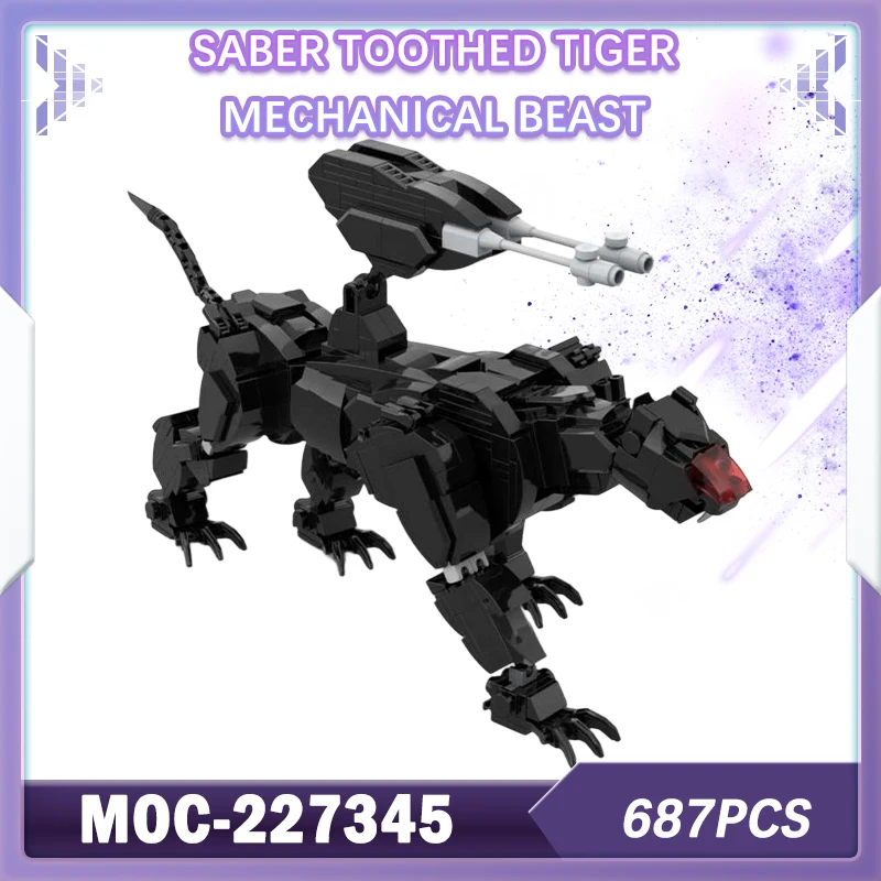 

687 шт. MOC-227345 новый DIY Saber зубчатый тигр механический зверь строительный блок модель набор кирпичей креативные подарки украшение рабочего стола