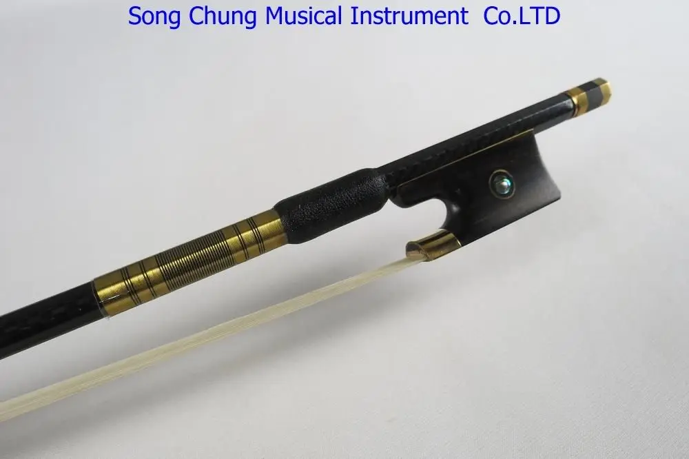 Strong plaid black Carbon fiber violin bow 4/4,good balance Titanium Mounted