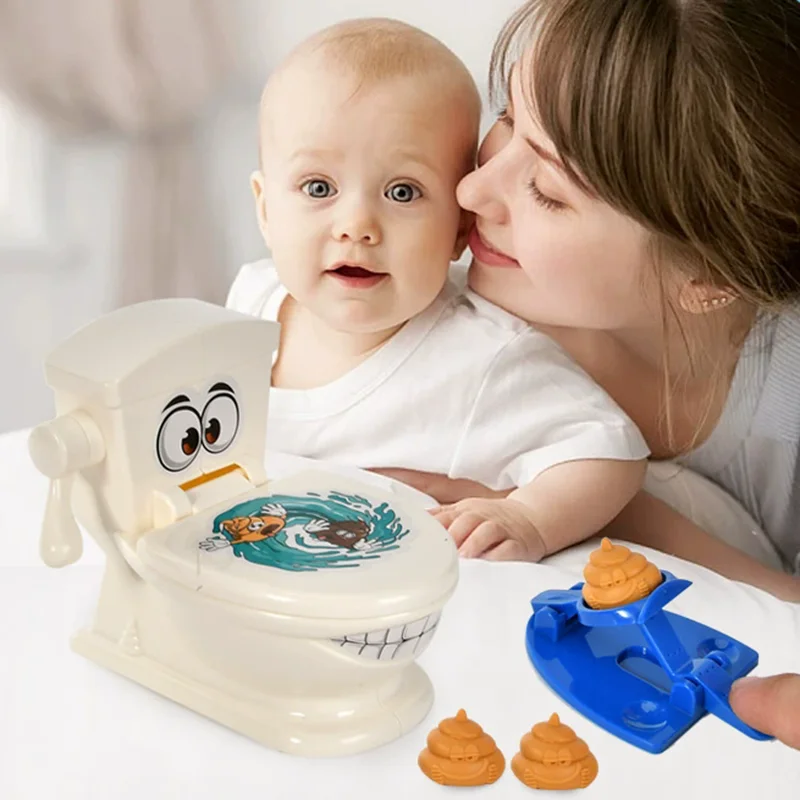 Mini Toilet Anti Stress Toys Two Person Interactive Catapult Toilet Toy Fun Tabletop Game Throw Battle Toy Poops for Kids Adult