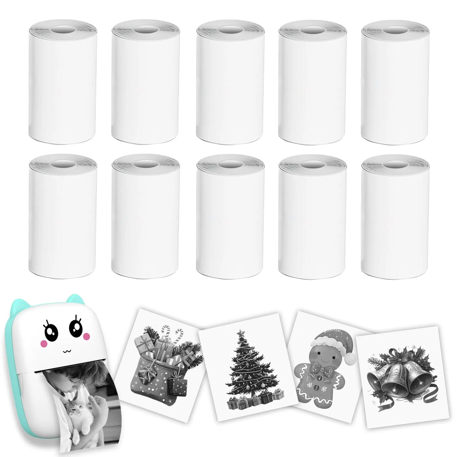 10 Rolls Thermal Paper for Mini Printer, Mini Pocket Printer Sticker Paper for Most Kids Instant Camera,57 x 25,for Photos