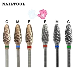 RolinStar Carbide Orange Flame milling cutters removel gel polish varnish Nail Drill Bit best quality C M F