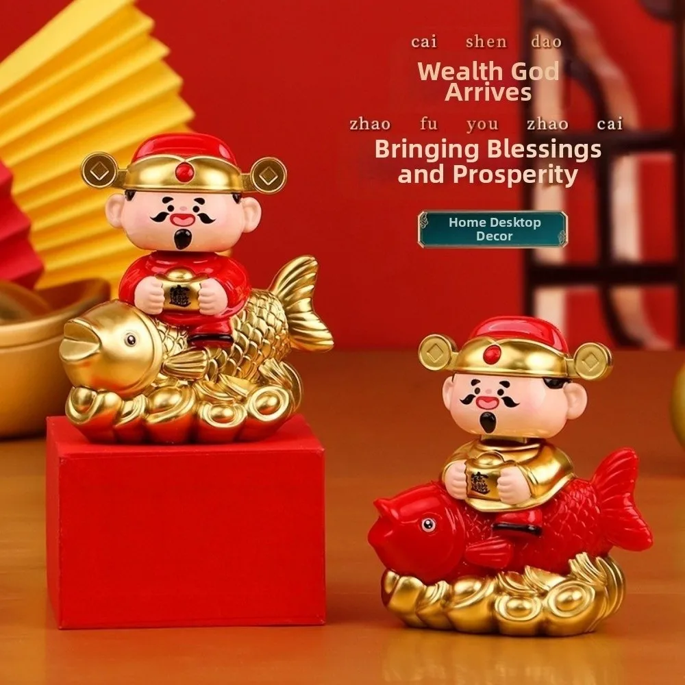 

Solar Powered Nodding God of Wealth Ornament Yuanbao Design Automatic Nodding Wealth Attraction Koi Decoration Wealth Attraction