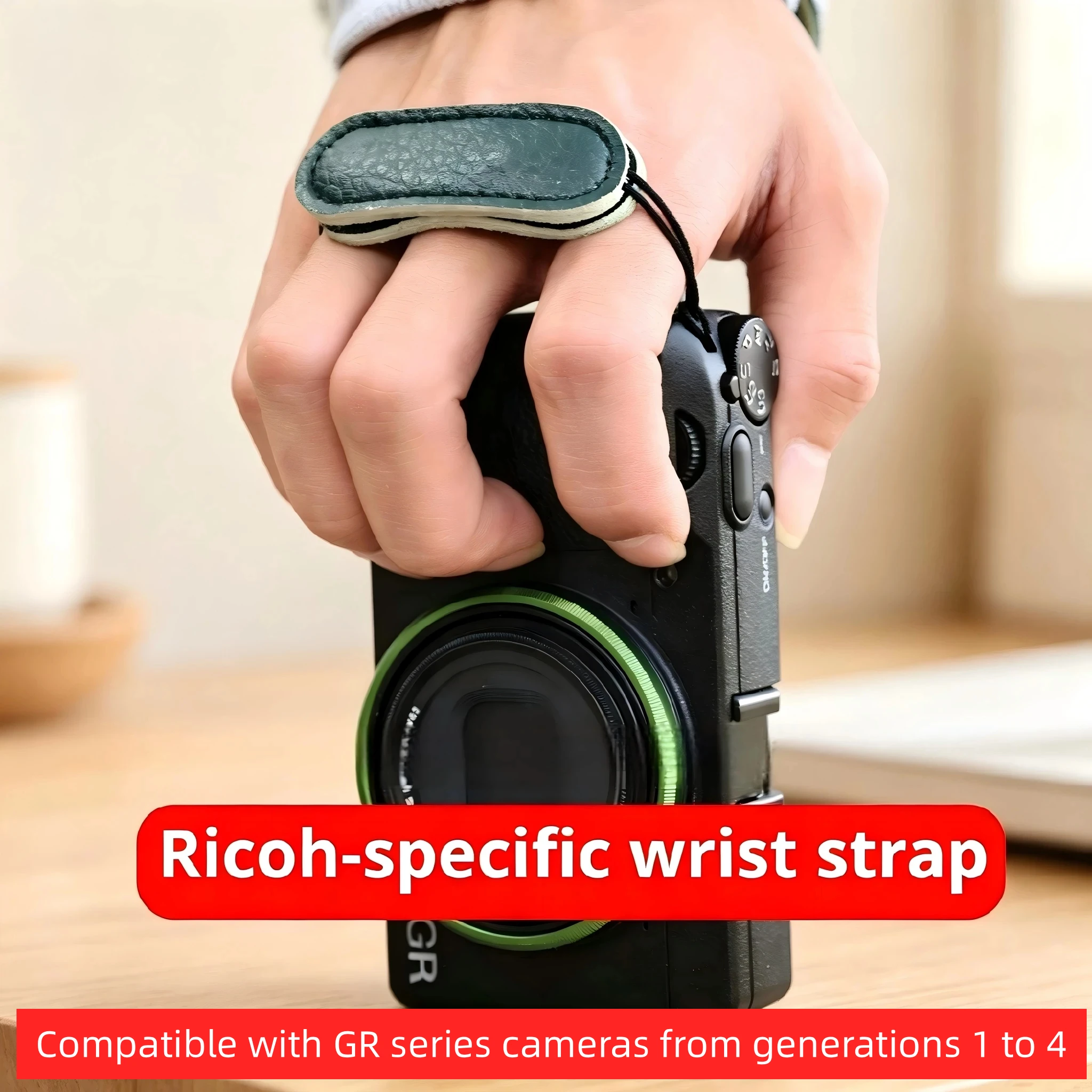 Compact Finger Strap For Ricoh GR III GR IIIx GR II GR I, Leather Pad Anti-Drop Slim Lightweight Daily Street Photography GR IV