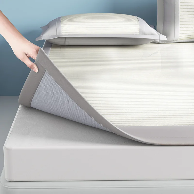 New Summer Ice Silk Cool Mat Bed Sheet Set, Machine Washable Ice Silk Cold Feeling Bed Sheet, A Mat for Sleeping Naked in Summer