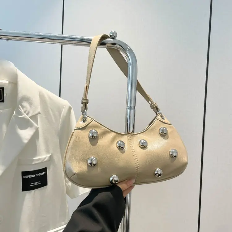 

Новая сумка с заклепками и верхней ручкой, трансформируемая в сумку через плечо, минималистичная элегантная сумочка для работы, поездок и повседневного использования, коллекция Весна 2026