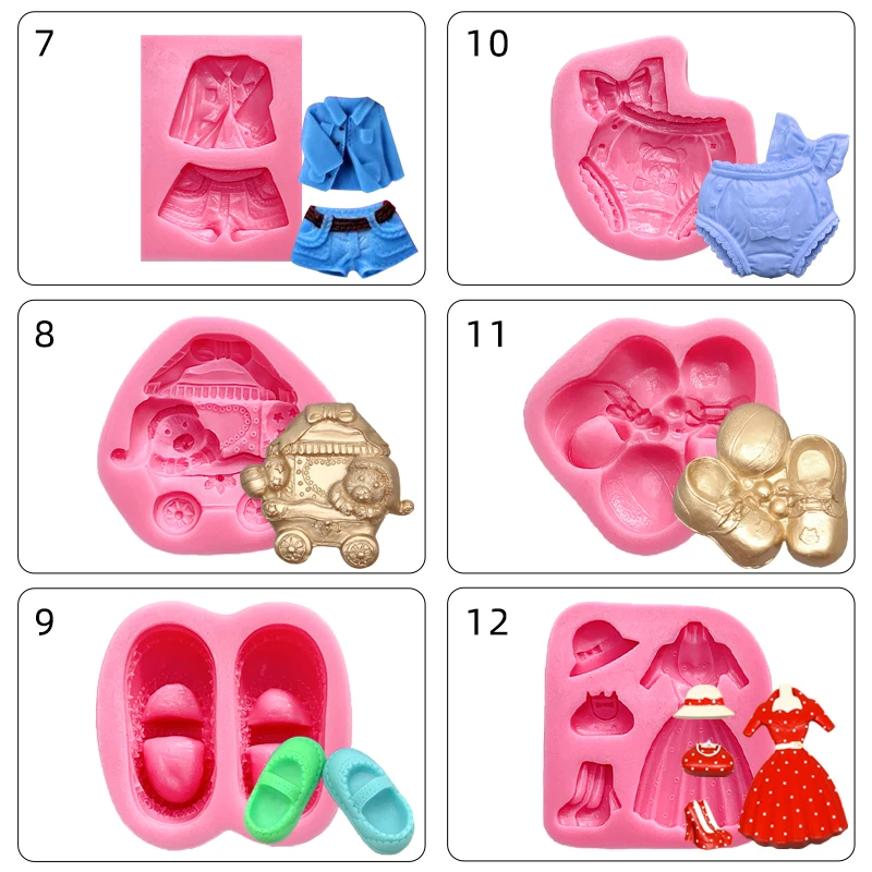Baby clothes Shoes shoes soles fondant silicone mold Clothing stroller pants handbag DIY chocolate candy mold