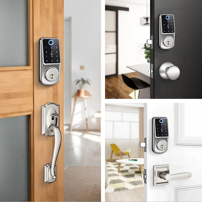 Tuya WiFi Smart Deadbolt Fingerprint Digital Keypad Keyless Entry Electronic Lock Ttlock App Control For Home Apartment Airbnb