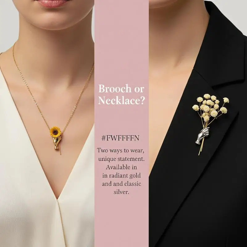 Fashion Alloy Hand-Held Flower Necklace Brooch Versatile Suit Pin Accessories For Daily Wear Parties Gifting