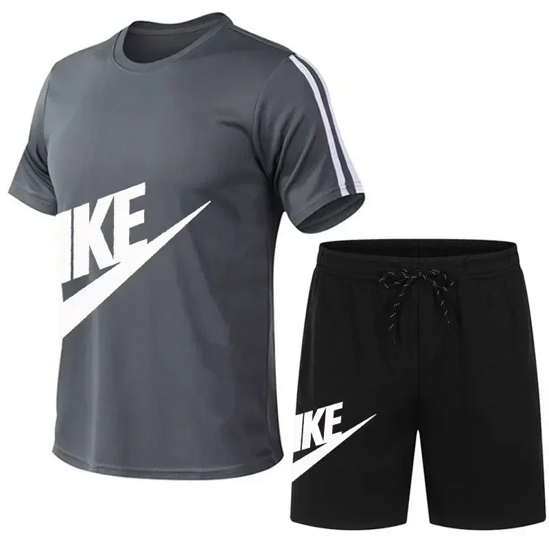 2024 Summer Hot Men\'s T-shirt + Shorts Sportset Printed casual fashion breathable short sleeve T-shirt set