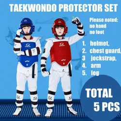 5 pcs WTF approved Taekwondo protectors suite Helmet chest shin arm guards Child karate headgear MMA kick body hugo Helmets gear