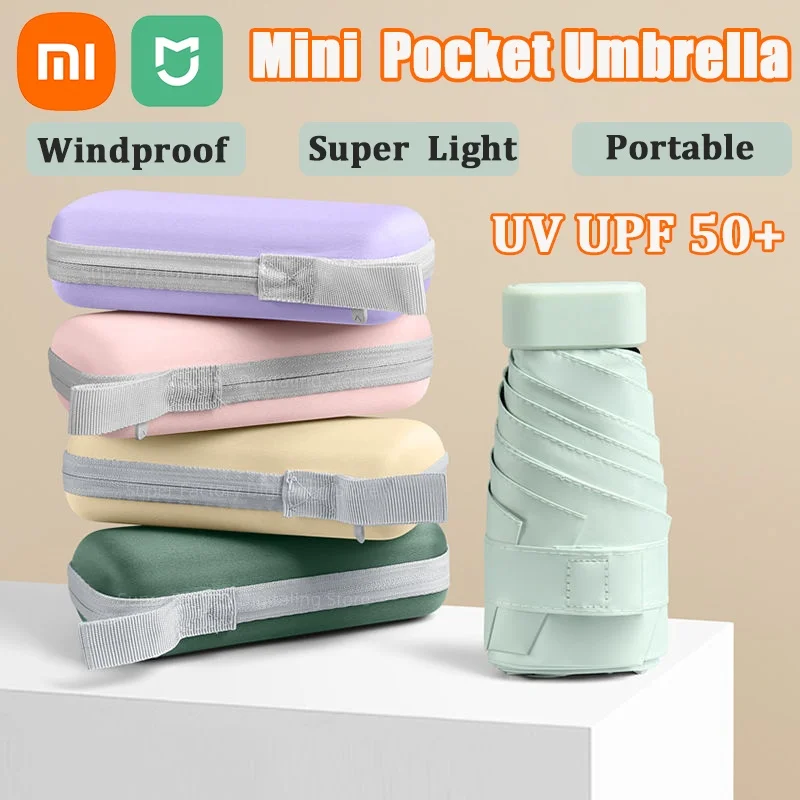 Xiaomi MIJIA UPF50+ Mini Compact Pocket Umbrella for Women Light 5 Folding Sun Protection Sun and Rain Small Card Bag Umbrellas