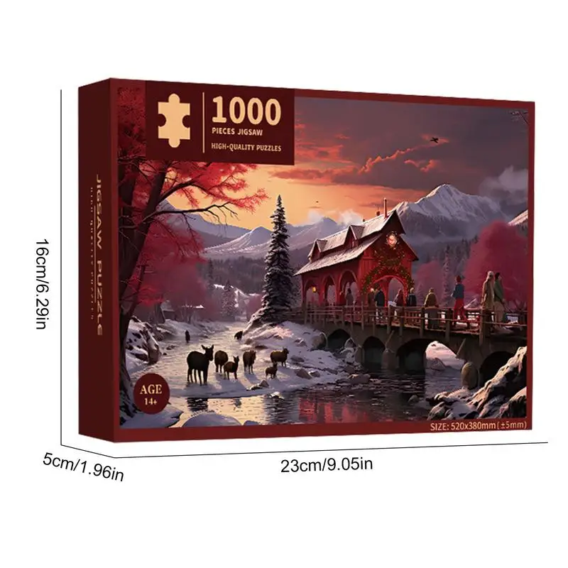 Teka-teki Jigsaw hitung mundur Natal 1000 X mainan kertas teka-teki Natal 1000 X Puzzle untuk dewasa teka-teki Jigsaw Natal untuk