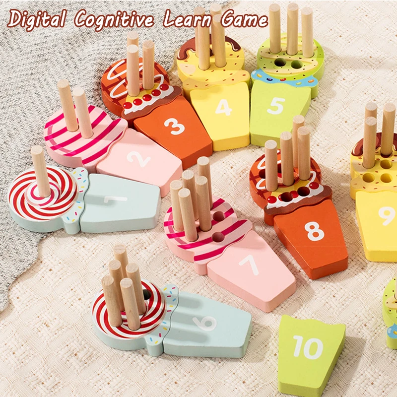 Kid Ice Cream Counting Peg Board Math Toy Montessori Teaching Tool Number Matching Cognition Kindergarten Learn Educatinal Game