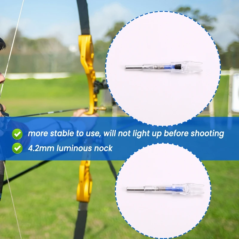 1Set Automatically LED Lighted Nock Fits G, X, And S Series Arrows With 4.2Mm/165 Inside Diameter With Conversion Ring