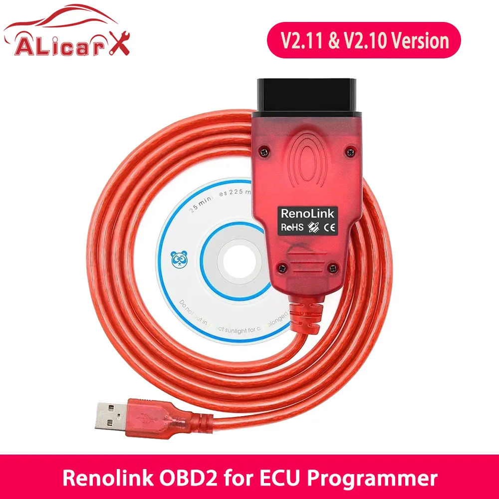Renolink V2.1 V2.11 OBD2 ECU Programmer Tool ECU Key Coding ECM Reno Link Key Coding for Renault OBDII Car Diagnostic Programmer