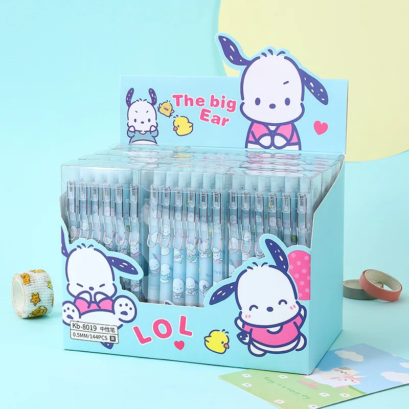 Imagem -05 - Nova Sanrio Bonito Gel Caneta 12 Peças Kuromi Melodia Cinnamoroll Pochacco Estudante Papelaria Escrever Canetas 0.5 Preto Escola Criança Exame Ferramenta