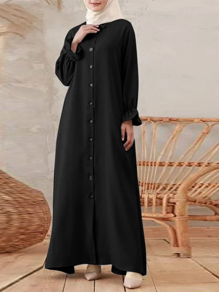 Herfst Marokko Moslim Shirt Jurk Vrouwen Abaya Casual Jurken Vrouw Dubai Islam Lange Jurk Femme Vestidos