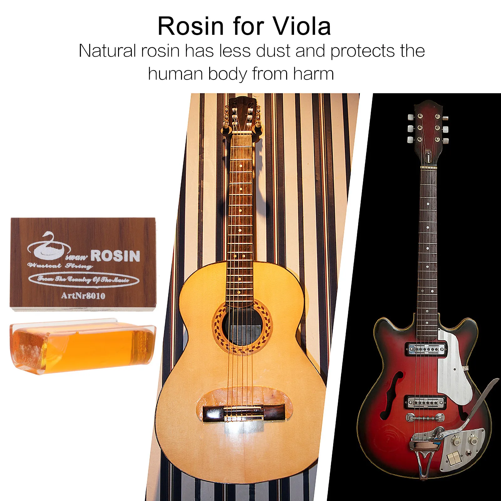 1Pack Premium Natural Violin Rosin Wooden Case Low Dust for Violin Viola Cello Bow Sensitive Sound for Viola Premium - view 5
