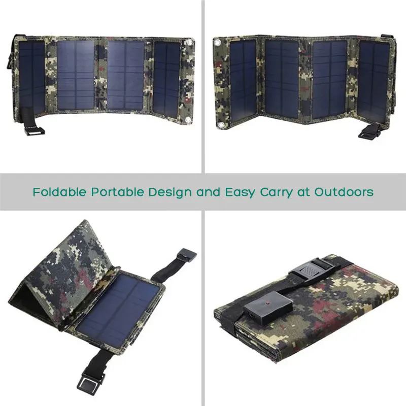 Foldable 10W Solar Panel Charger with 5V USB Charging for iPhone iPad Samsung Huawei Honor Xiaomi OnePlus Google Sony LG etc.